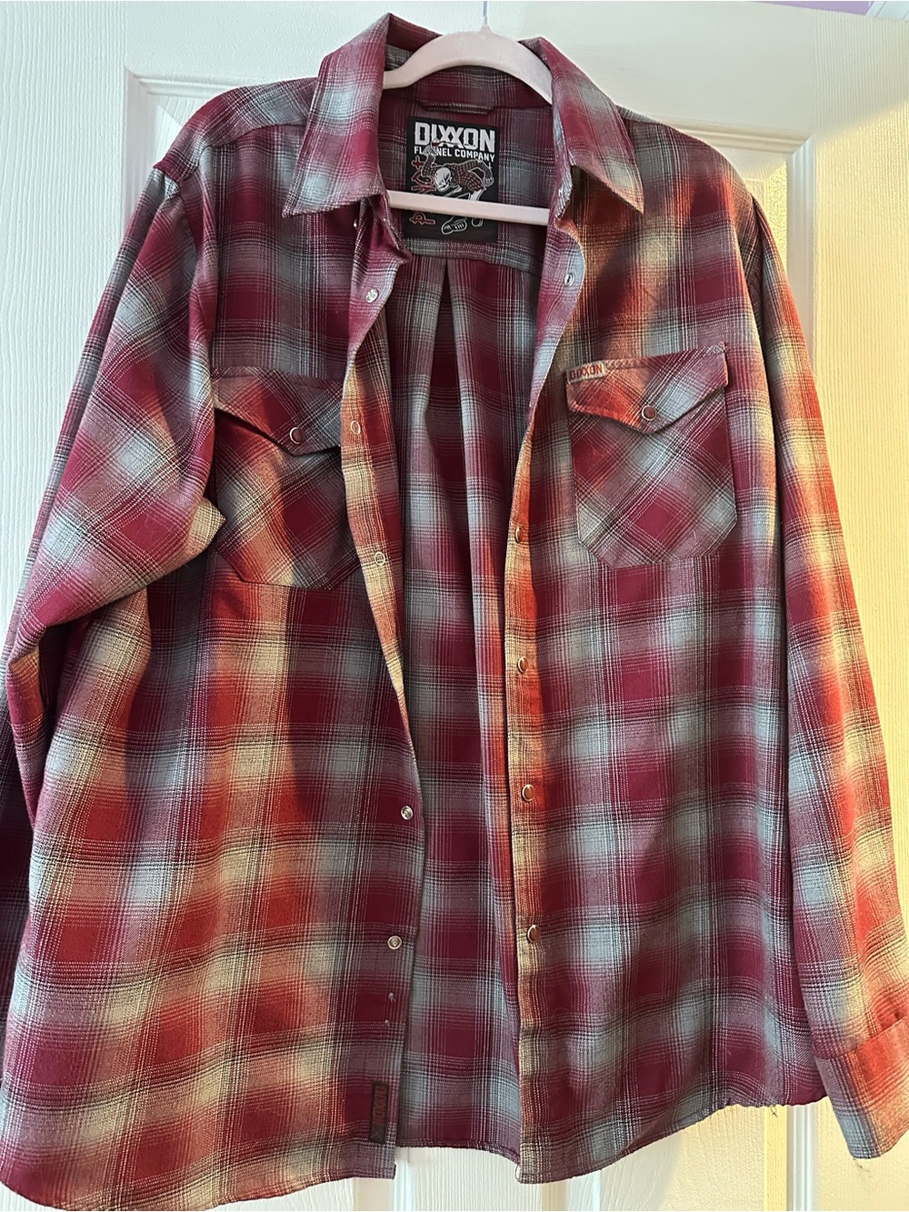 DIXXON Burgundy and Cream Plaid Button-Down Shirt